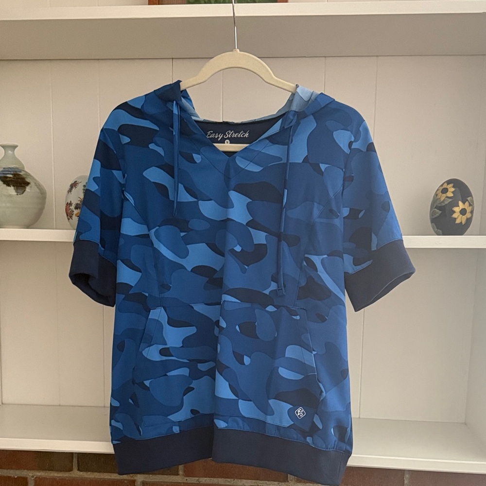 Easy Stretch Blue Camo Women's Hoodie scrub top